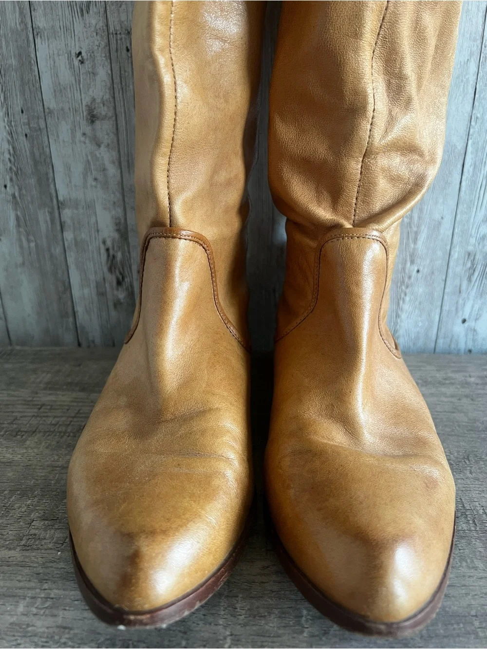 Frye Cindy Slouchy Women's Tall Leather  Boots in Cognac Tan Size 7